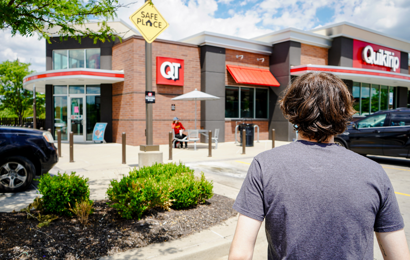 A young person enters Safe Place to ask for assistance.