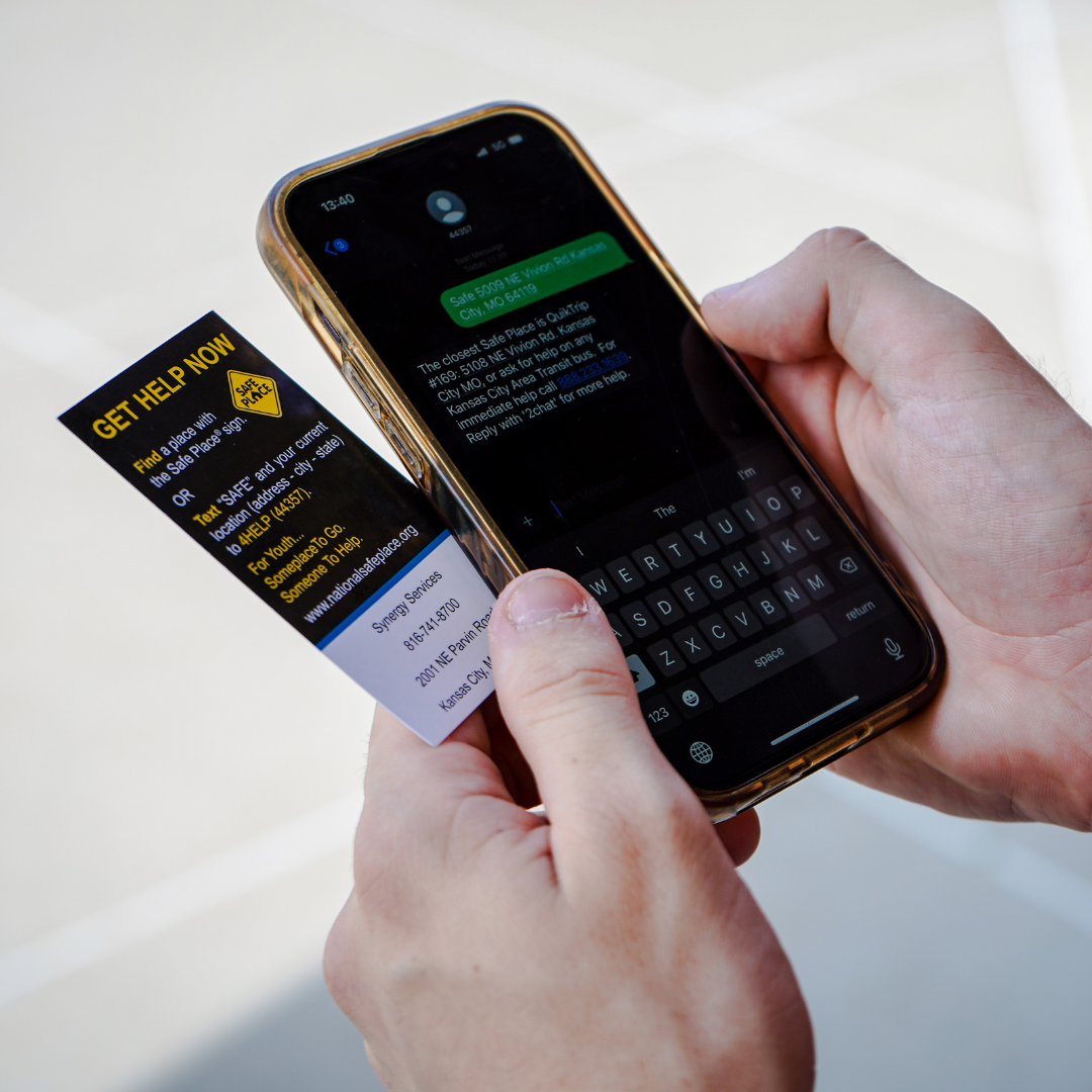 Text Safe Place with hotline card